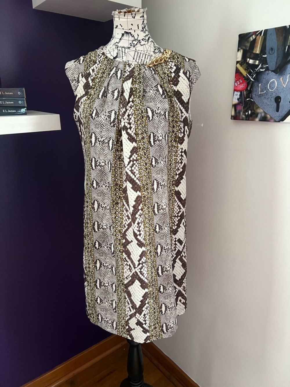 Michael Kors Sleeveless Snake-Print Dress
